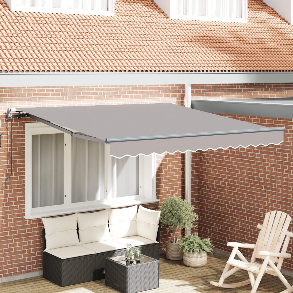 Automatisoitu sisäänvedettävä markiisi Vaaleanharmaa 350x250 cm, Markiisivaihtokangas 3,5x2,5 m runkoon Vaaleanharmaa