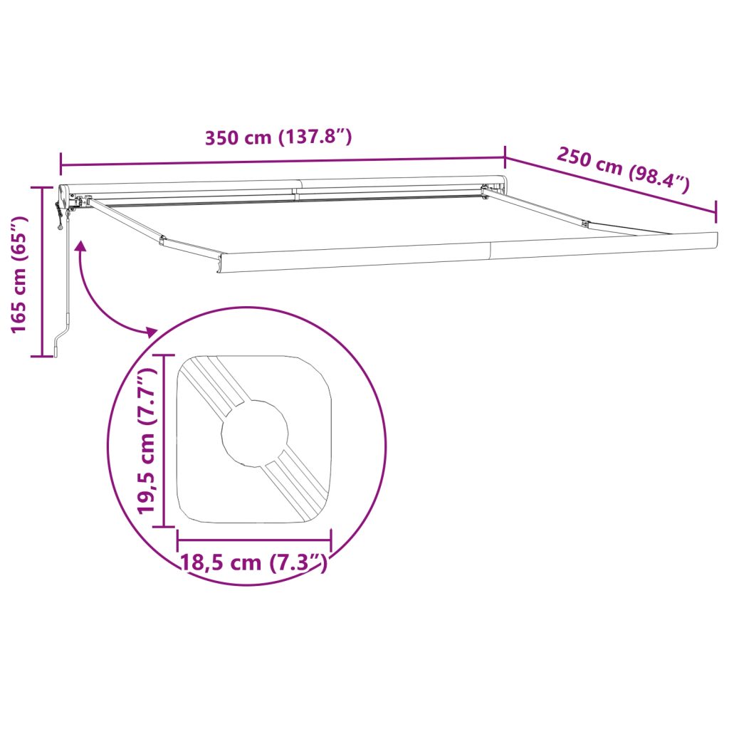 Automaattinen sisäänvedettävä markiisi punainen 350x250 cm, Markiisinkankaan vaihto 3.5x2.5 m kehykseen punainen - Image 12