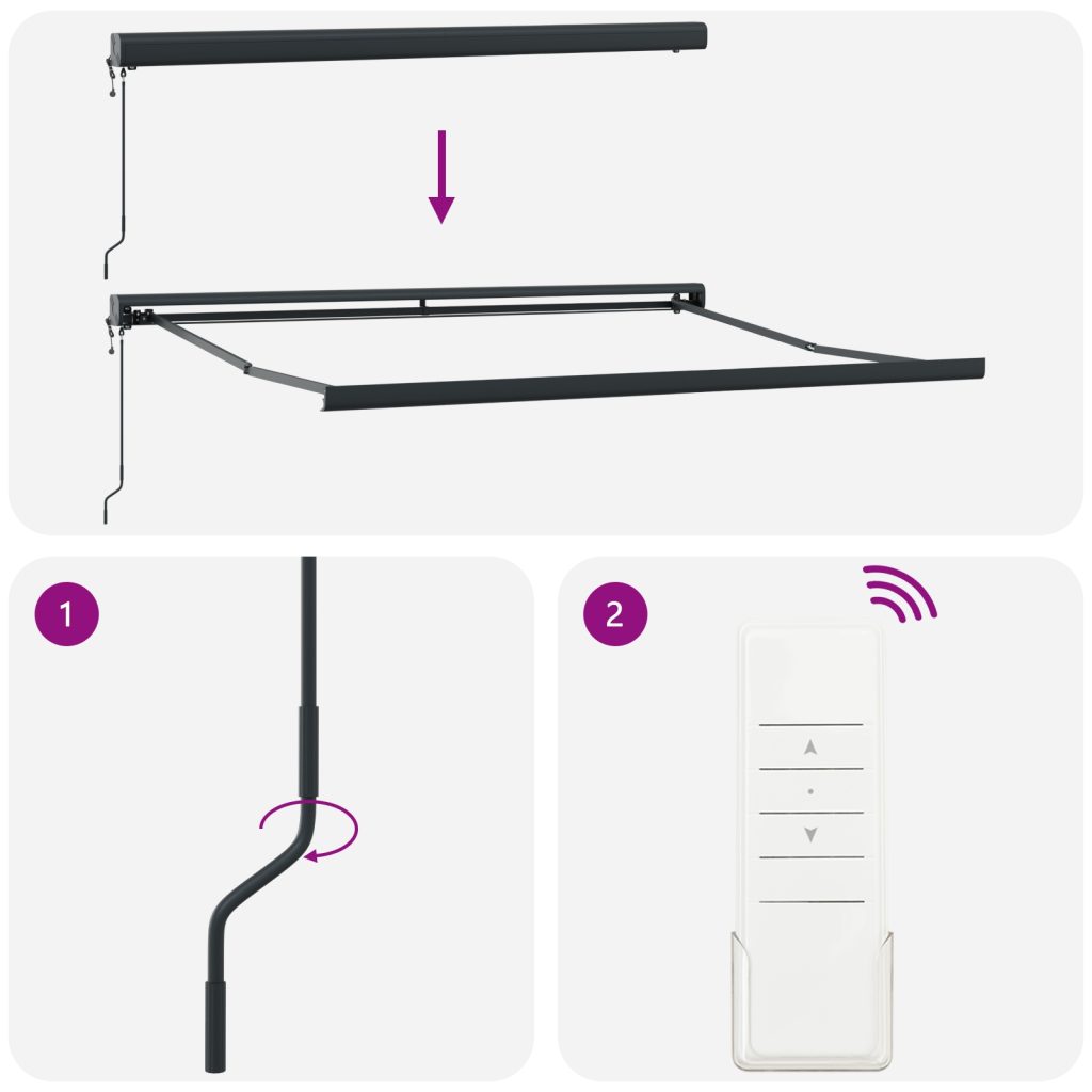Automaattinen sisäänvedettävä markiisi punainen 350x250 cm, Markiisinkankaan vaihto 3.5x2.5 m kehykseen punainen - Image 9