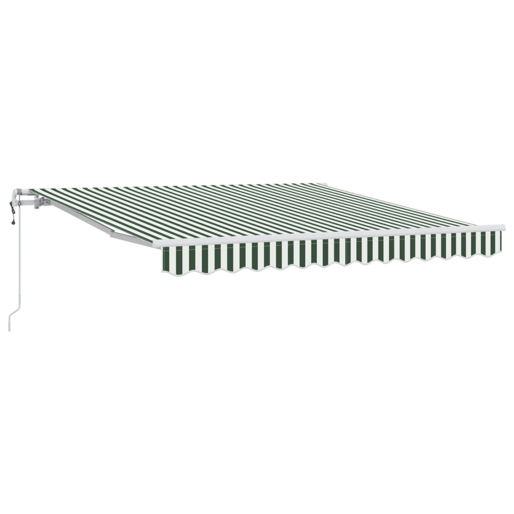 automaattisesti sisäänvedettävä markiisi vihreä-valkoinen 350x250 cm, markiisikangas 3.5x2.5 m kehykselle vihreä-valkoinen - Image 2