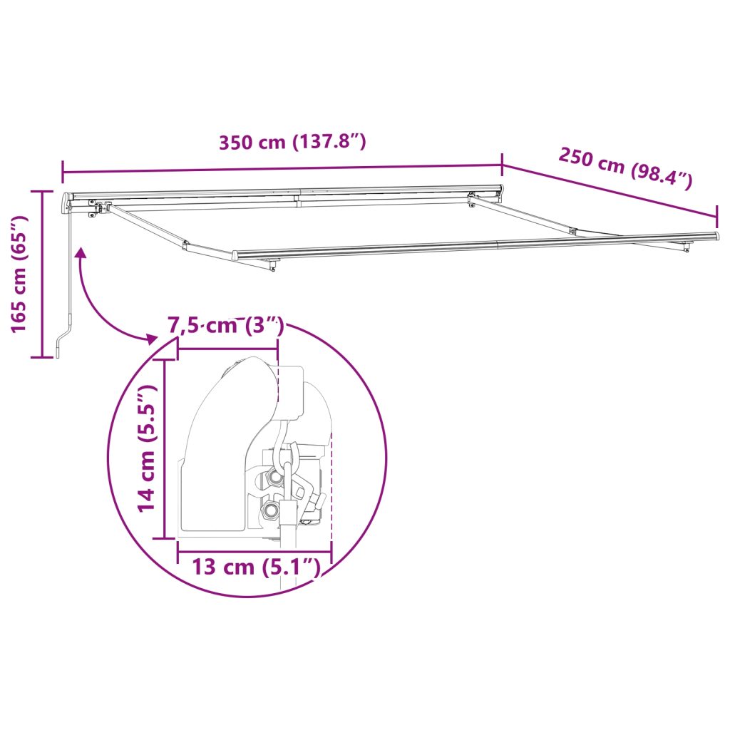 Manuaalinen sisäänvedettävä markiisi vihreä ja valkoinen 350x250 cm, Markiisin vaihtokangas 3,5x2,5 m rungolle vihreä ja valkoinen - Image 11