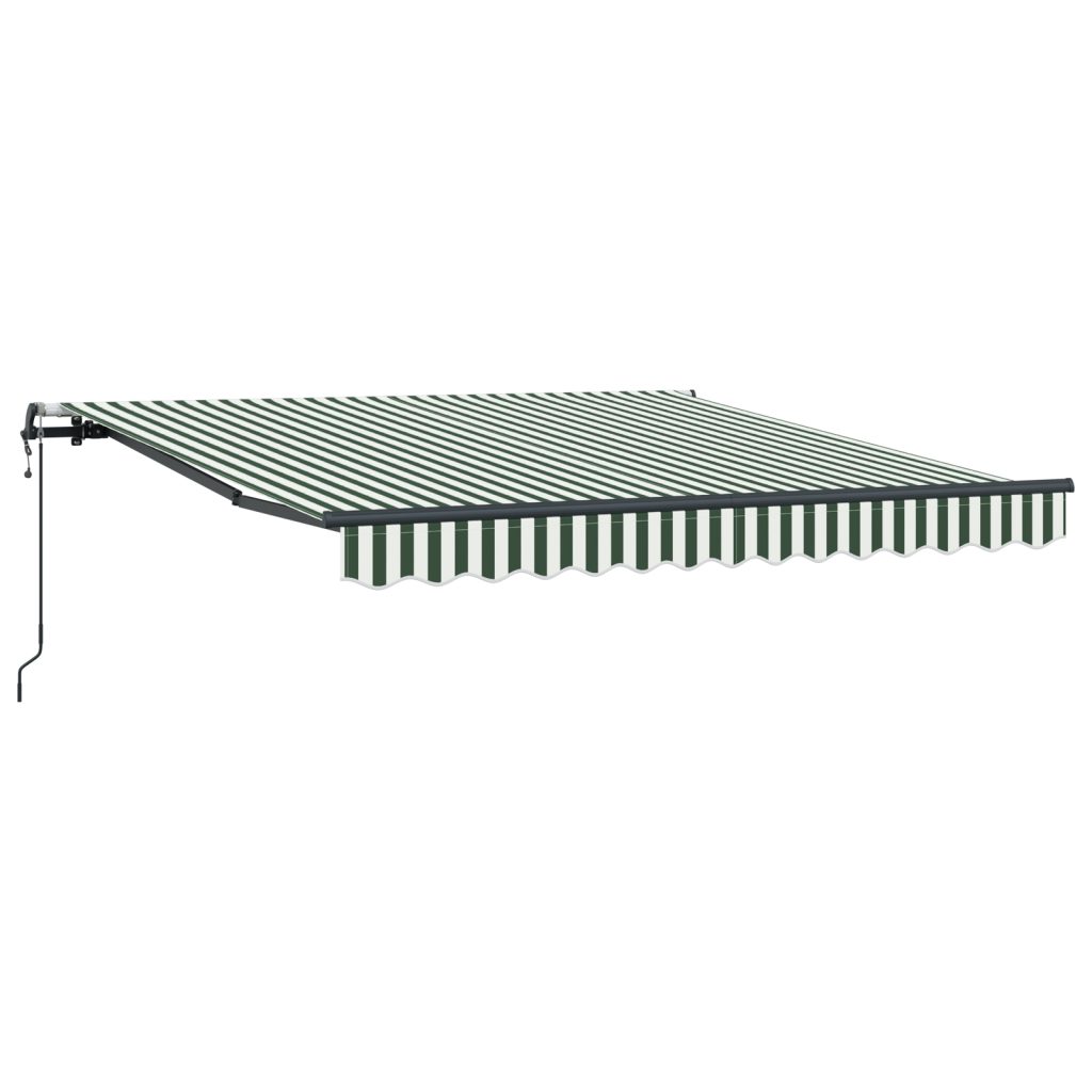 automaattinen sisäänvedettävä markiisi vihreä ja valkoinen 350 x 250 cm, markiisin vaihtokangas 3.5 x 2.5 m runkoon vihreä ja valkoinen - Image 2