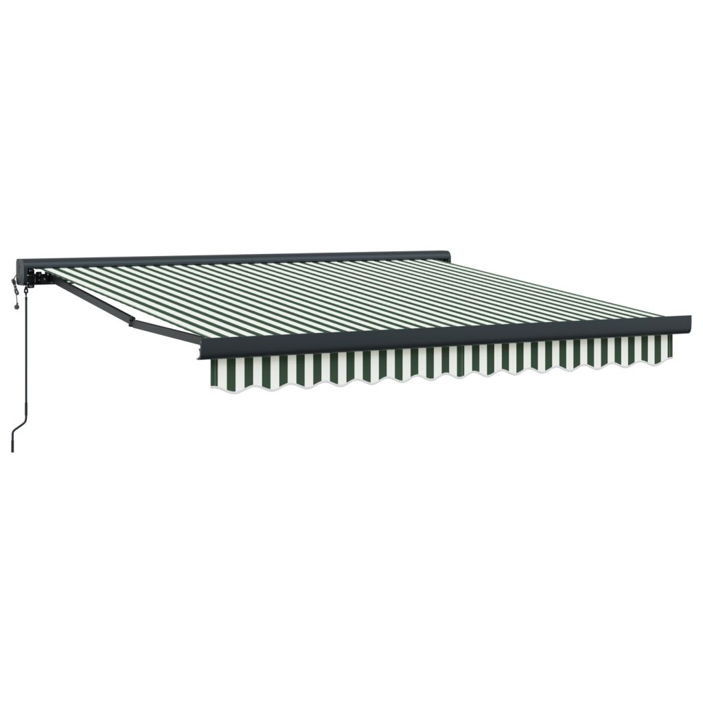 automaattinen sisäänvedettävä markiisi vihreä ja valkoinen 350x250 cm, markiisi vaihto kangas 3.5x2.5 m runkoon vihreä ja valkoinen - Image 5