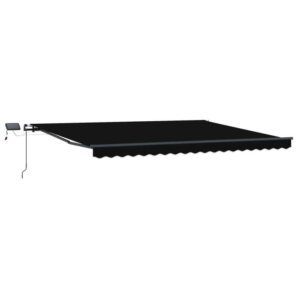 Manuaalinen sisäänvedettävä markiisi LED-valolla Musta 400x300 cm, Markiisiin vaihto kangas 4x3 m runkoon Musta - Image 4