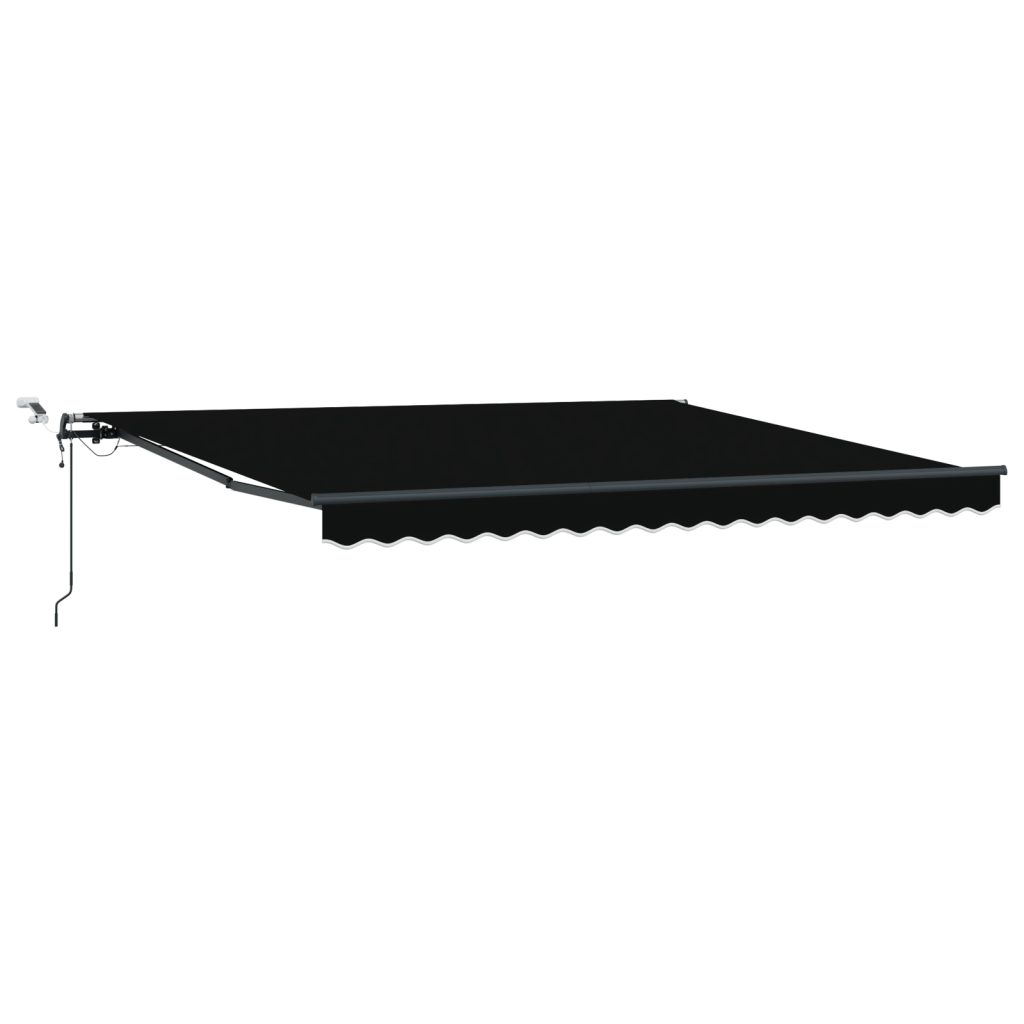 Automaattinen sisäänvedettävä markiisi LED musta 400x300 cm, Markiisin vaihto kangas 4x3 m kehykselle musta - Image 2
