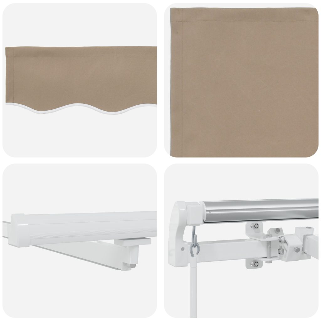 Manuaalinen Sisäänvedettävä Markiisi LEDillä Beige 400x300 cm, Markiisin Vaihtokangas 4x3 m Runkoon Beige - Image 9