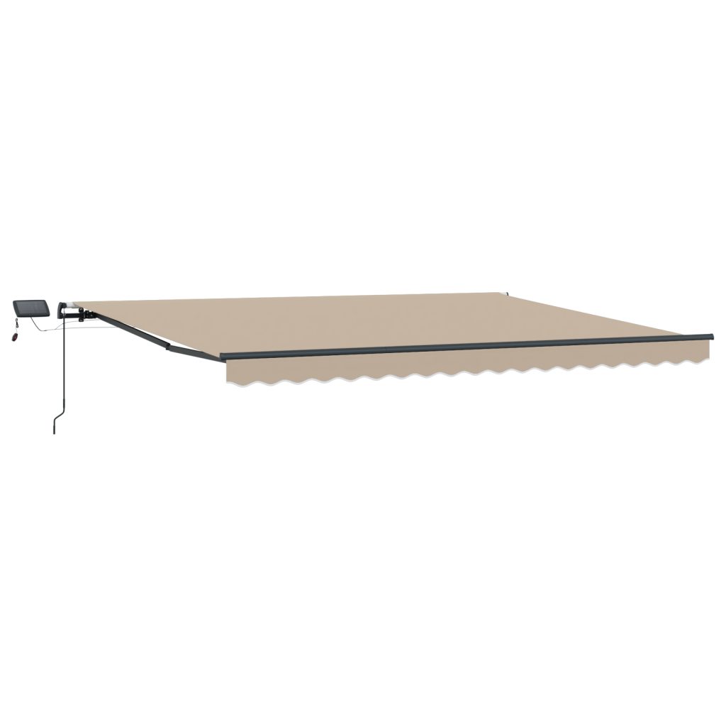 Manuaalinen sisäänvedettävä markiisi LED:illä Beige 400x300 cm, Markiisikangas 4x3 m kehykseen Beige - Image 4