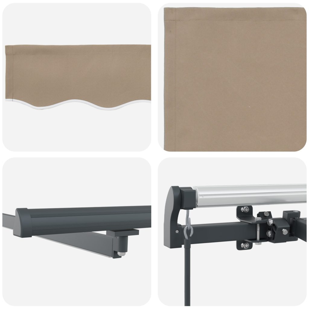 Manuaalinen sisäänvedettävä markiisi LED:illä Beige 400x300 cm, Markiisikangas 4x3 m kehykseen Beige - Image 8