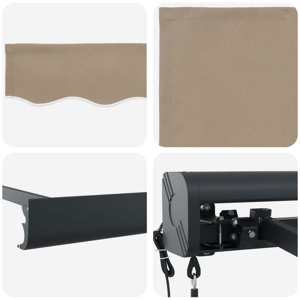 Automaattinen sisäänvedettävä markiisi beige 400x300 cm, Markiisin vaihto kangas 4x3 m kehykseen beige - Image 8