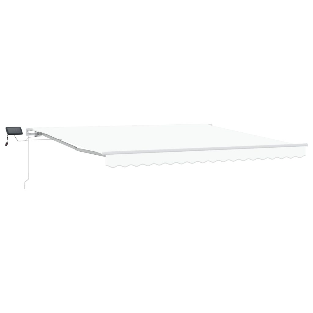 Manuaalinen Sisäänvedettävä Markiisi LED Valkoinen 400x300 cm, Markiisi Vaihtokangas 4x3 m Puitteille Valkoinen - Image 2