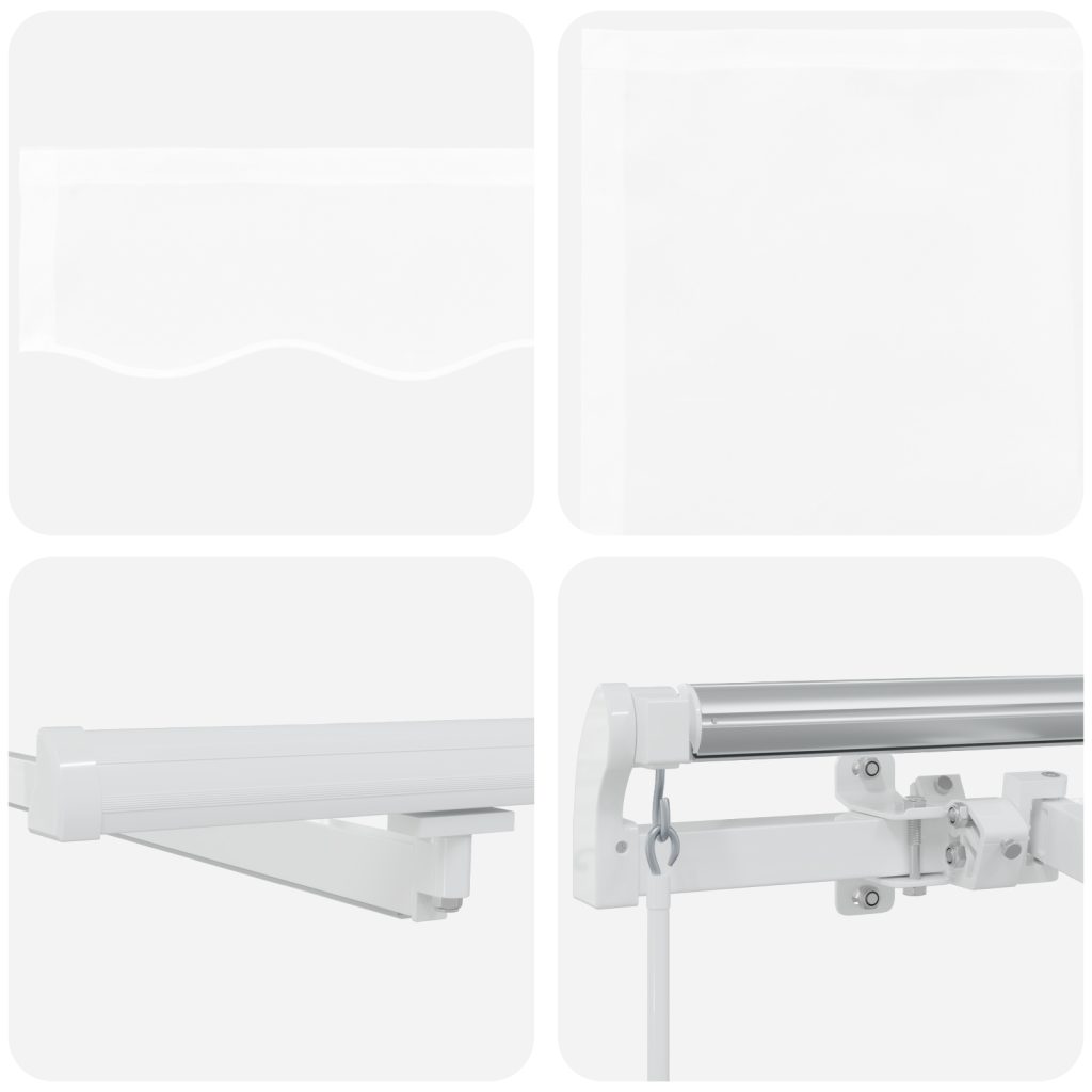 Manuaalinen Sisäänvedettävä Markiisi LED Valkoinen 400x300 cm, Markiisi Vaihtokangas 4x3 m Puitteille Valkoinen - Image 8