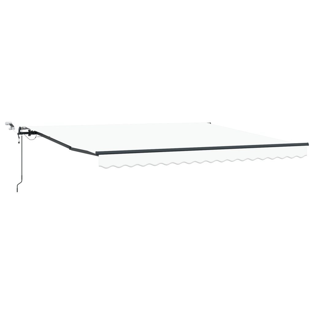 Automattinen sisäänvedettävä markiisi LED valolla Valkoinen 400x300 cm, Markiisivaihtokangas 4x3 m runkoon Valkoinen - Image 2
