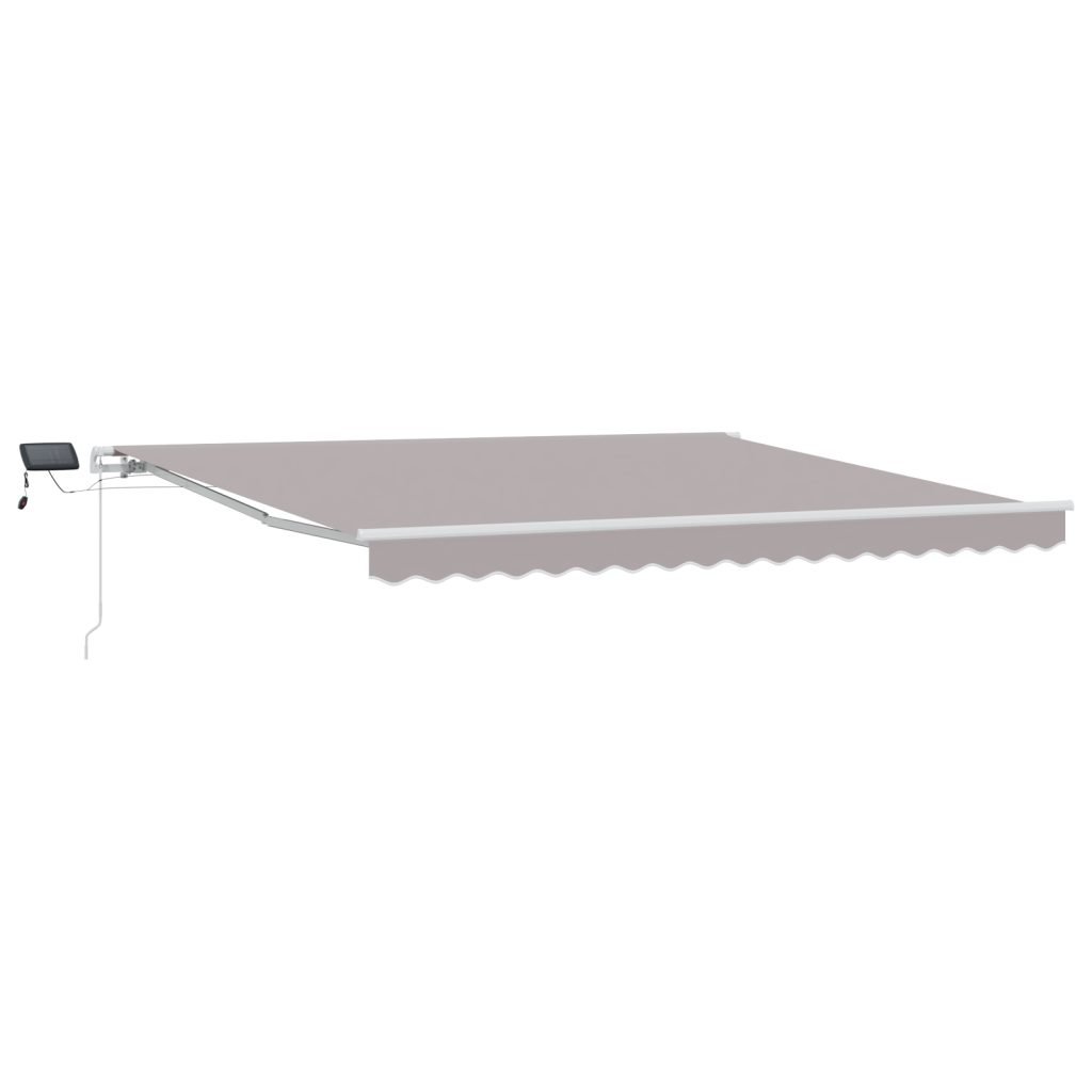 Manuaalinen sisäänvedettävä markiisi LED-valolla, vaaleanharmaa, 400x300 cm, Markiisikangas 4x3 m kehykseen, vaaleanharmaa - Image 2