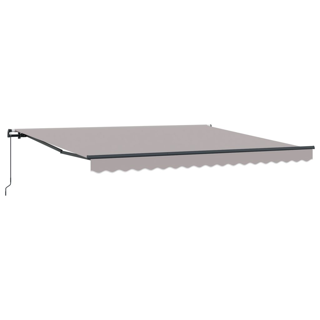 Manuaalinen sisäänvedettävä markiisi vaaleanharmaa 400x300 cm, Markiisinkorvauskangas 4x3 m runkoon vaaleanharmaa - Image 5