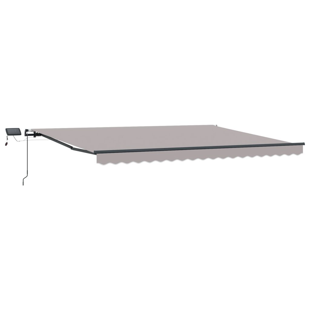 Manuaalinen sisäänvedettävä markiisi LED-valolla vaaleanharmaa 400x300 cm, Markiisin vaihto-ohjelma 4x3 m kehykseen vaaleanharmaa - Image 4