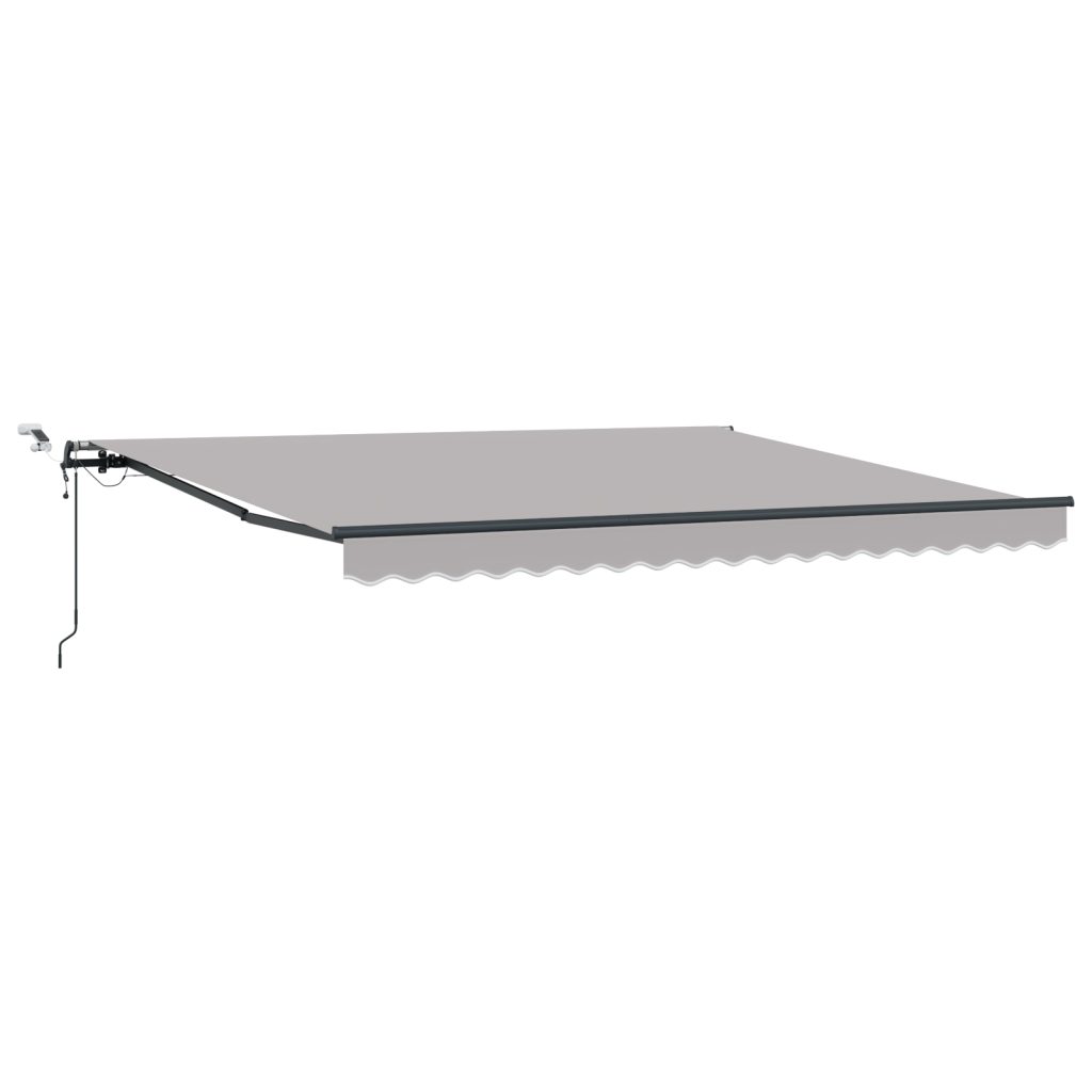 Automattinen sisäänvedettävä markiisi LED:llä Vaaleanharmaa 400x300 cm, Markiisin vaihtoakryylikangas 4x3 m kehykseen Vaaleanharmaa - Image 2