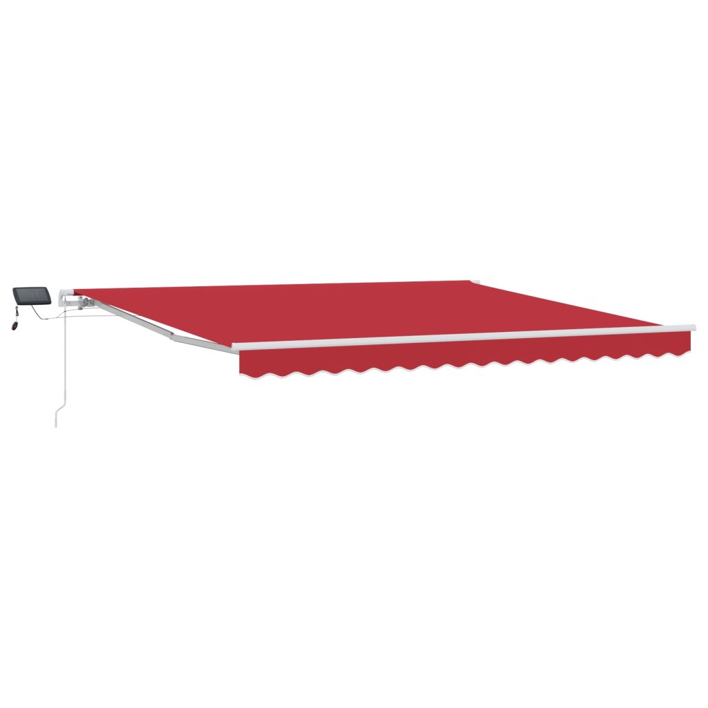 manuaalinen sisäänvedettävä markiisi LED-valolla Punainen 400x300 cm, markiisin vaihto kangas 4x3 m runkoon Punainen - Image 2