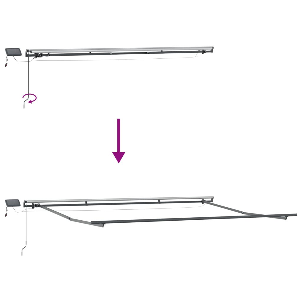 Manuaalinen vetävä markiisi LED-punainen 400x300 cm, Markiisinkorvauskangas 4x3 m runkoon punainen - Image 10