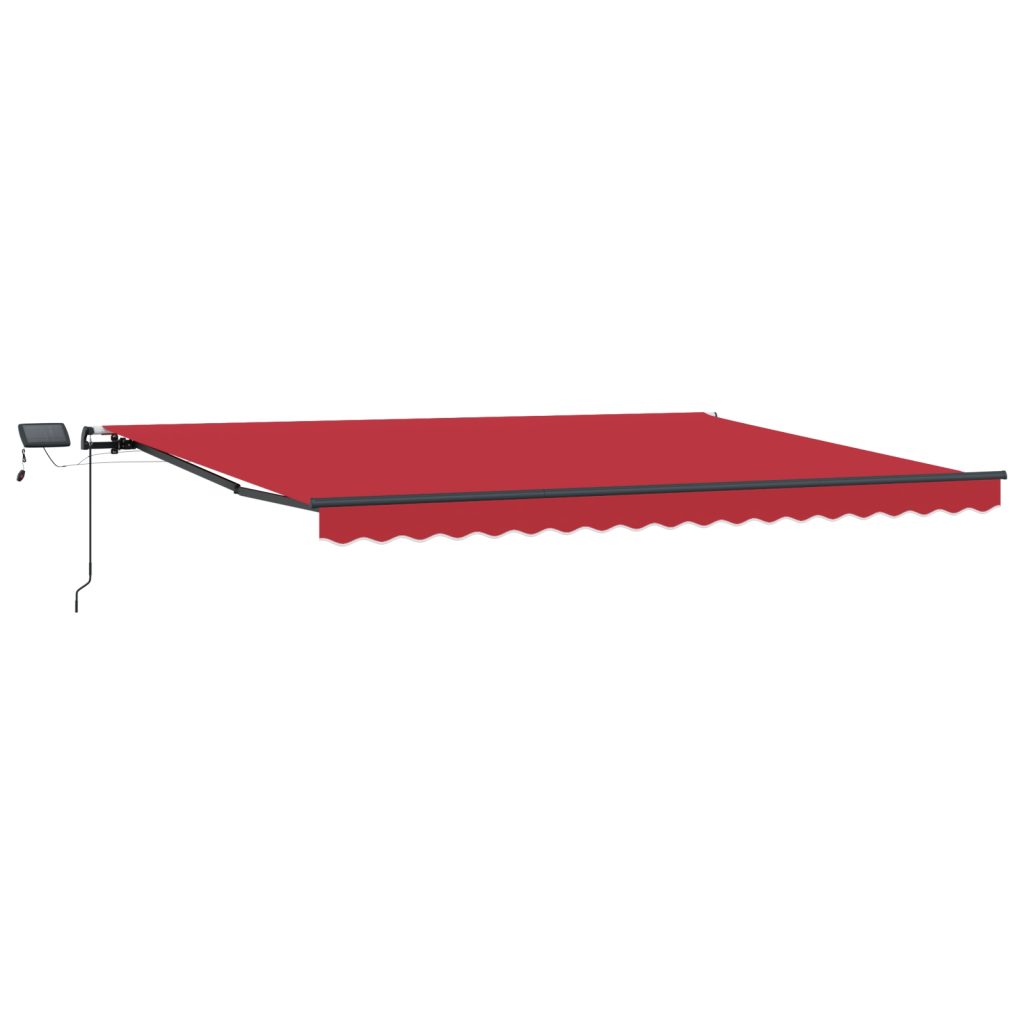 Manuaalinen vetävä markiisi LED-punainen 400x300 cm, Markiisinkorvauskangas 4x3 m runkoon punainen - Image 4