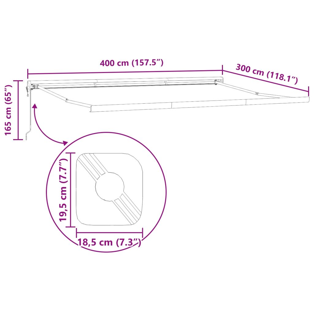 Automaattinen sisäänvedettävä markiisi punainen 400x300 cm, Markiisinkorvauskangas 4x3 m runkoon punainen - Image 12