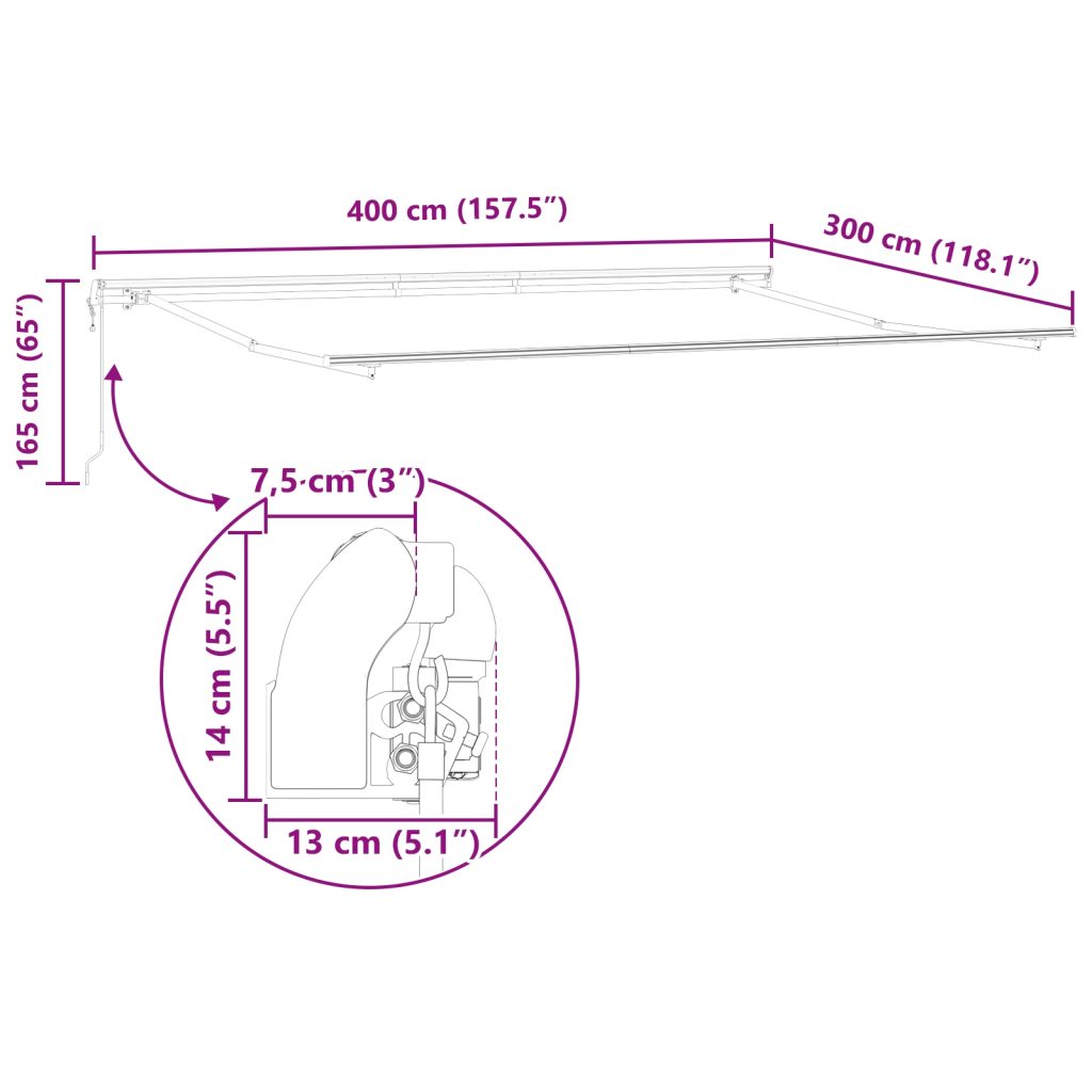 Automaattinen Sisäänvedettävä Markiisi Oranssi ja Ruskea 400x350 cm - Image 12