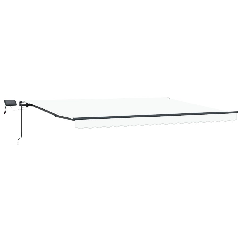 Manuaalinen sisäänvedettävä markiisi LED-valolla Valkoinen 400x350 cm, Markiisi akryylille 4x3.5 m Valkoinen - Image 4