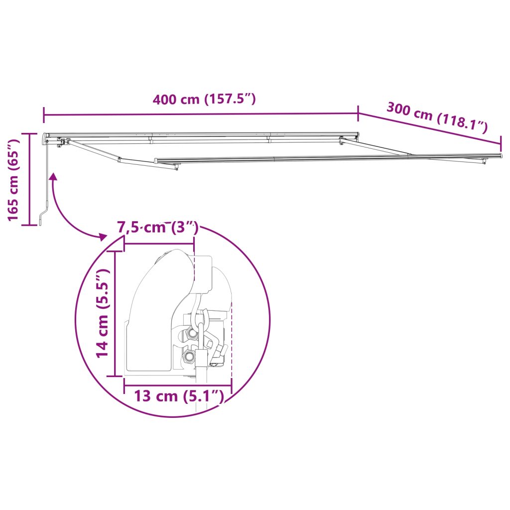 Manuaalinen sisäänvedettävä markiisi punainen 400x350 cm, Markiisivaihtokangas 4x3.5 m rungolle punainen - Image 11
