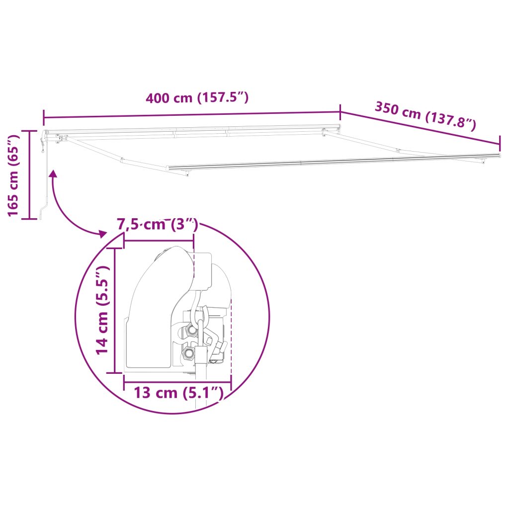 Automaattinen Sisäänvedettävä Markiisi Punainen 400x350 cm, Markiisin Vaihtokangas 4x3.5 m Kehykseen Punainen - Image 12