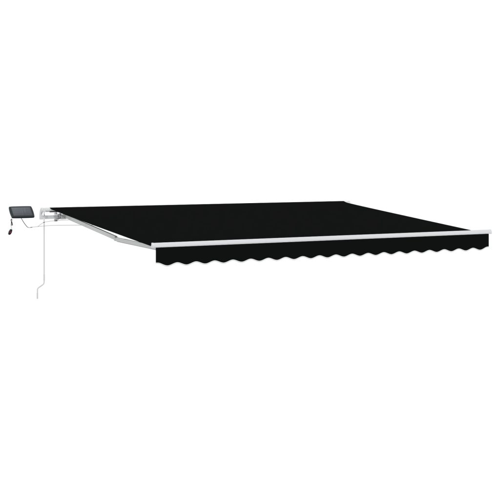 Manuaalinen sisäänvedettävä markiisi LED-valolla musta 450x300 cm, Markiisinkorvauskangas 4,5x3 m runkoon musta - Image 2