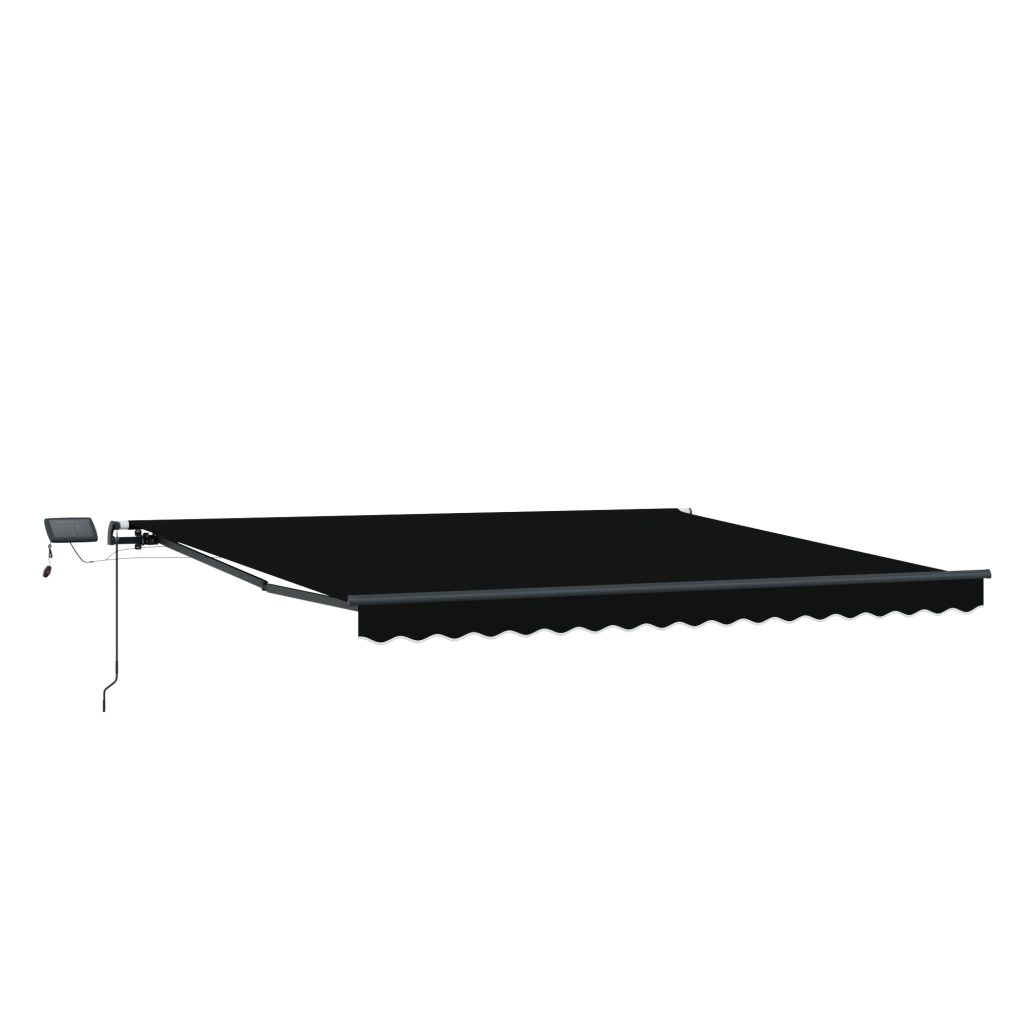 Manuaalinen sisäänvedettävä markiisi LED-valolla Musta 450x300 cm, Markiisin vaihtokangas 4.5x3 m runko Musta - Image 4