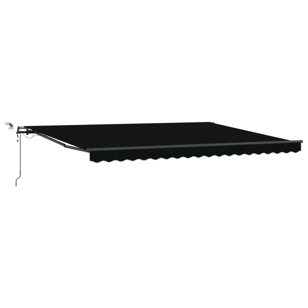 automaattinen sisäänvedettävä markiisi LED:illä Musta 450x300 cm, markiisin vaihtokangas 4.5x3 m kehykseen Musta - Image 2