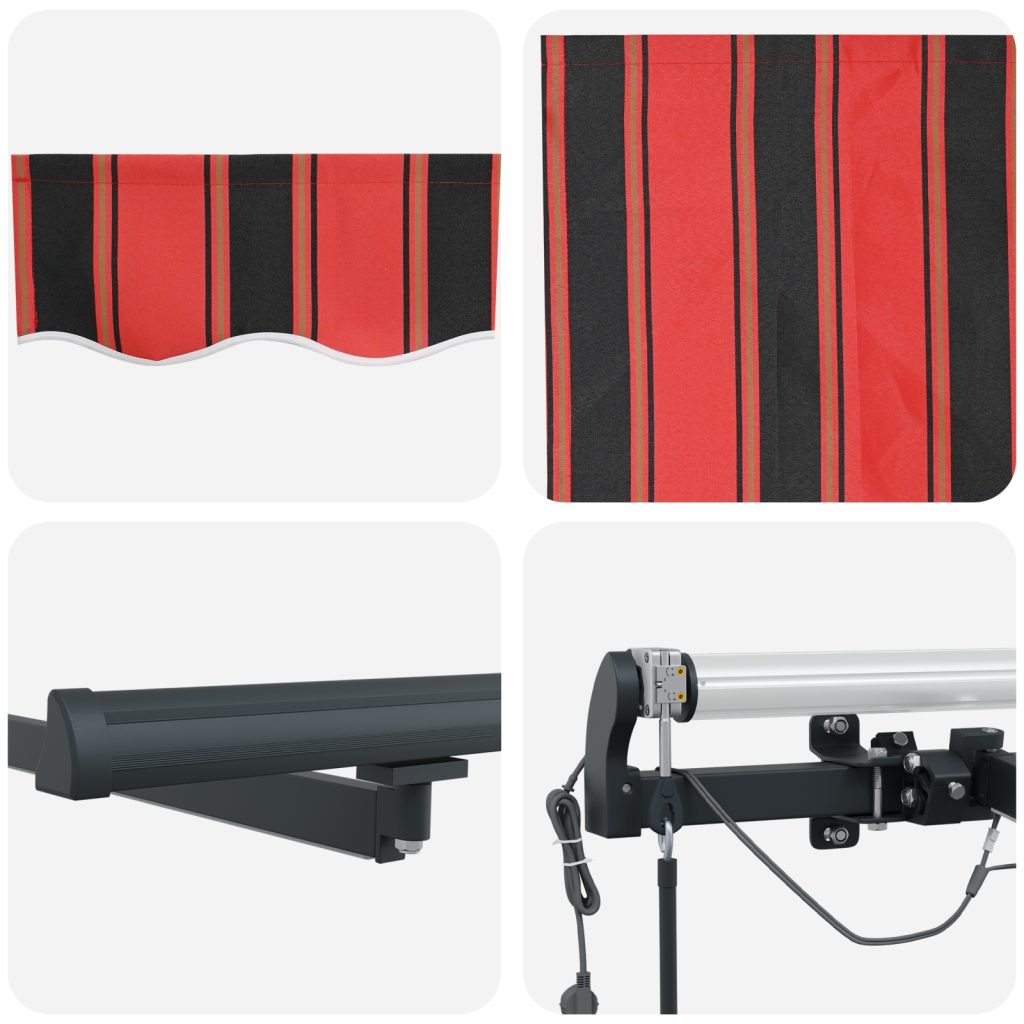 Automaattinen sisäänvedettävä markiisi LED-valaistuksella oranssina ja ruskeana, 500 x 300 cm - Image 8