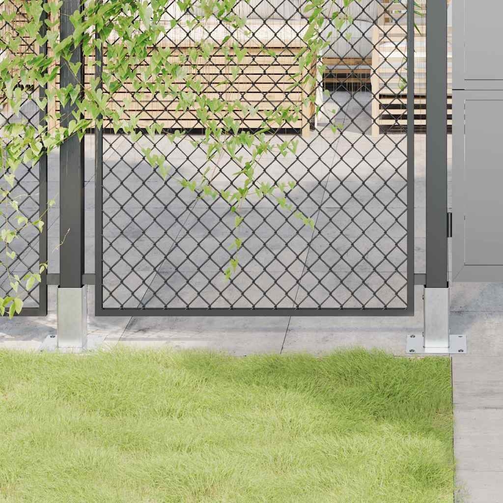 Pylväiden jalustat neliö 4 kpl hopea 61x61 mm galvanoitu teräs