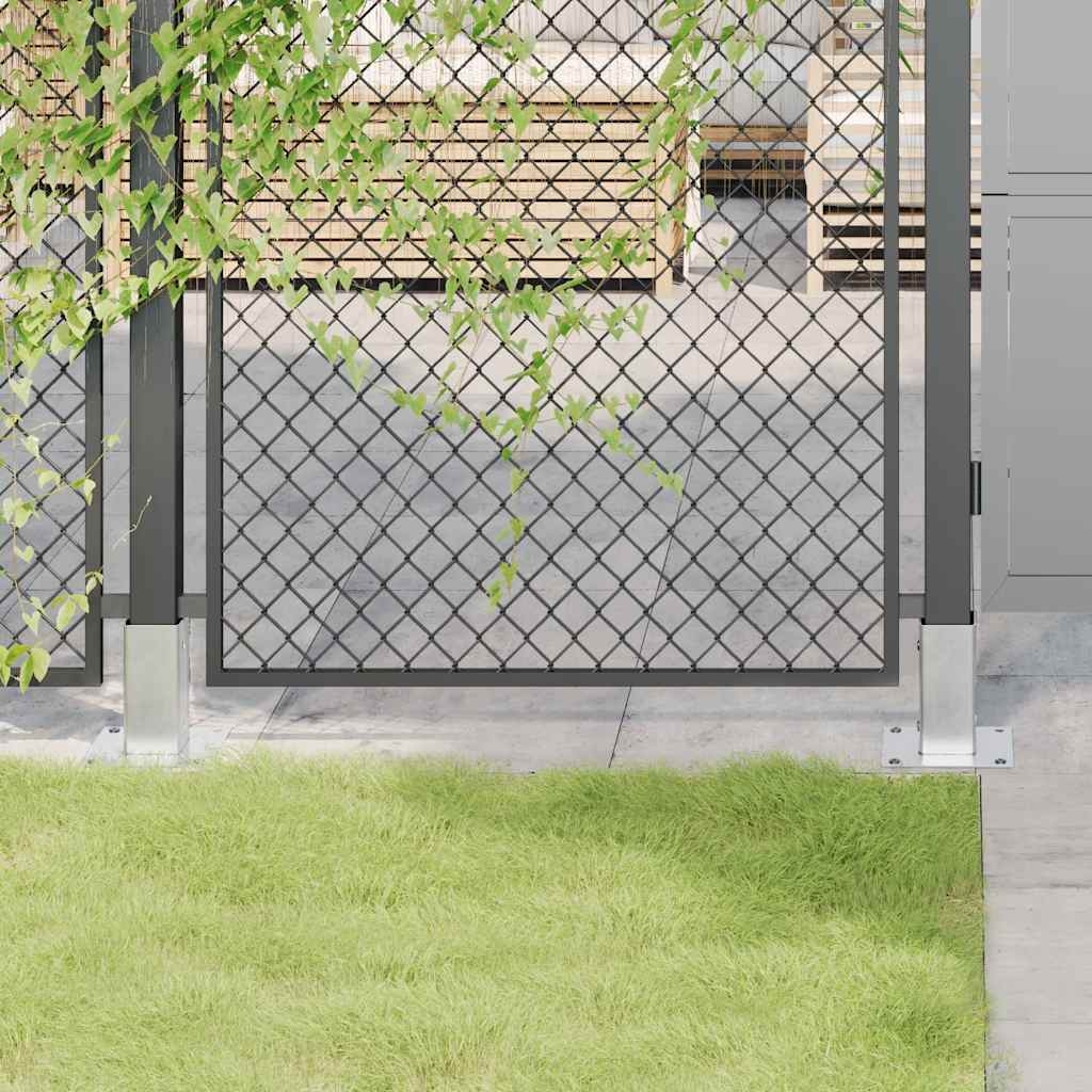 Pylväiden jalustat neliö 12 kpl hopea 61x61 mm galvanoitu teräs