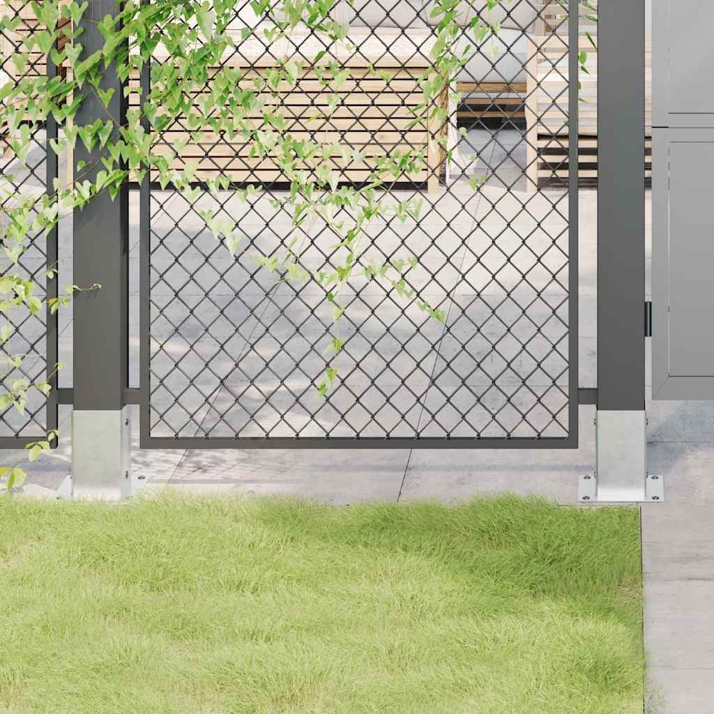 Pylväiden jalustat neliö 4 kpl hopea 81x81 mm galvanoitu teräs