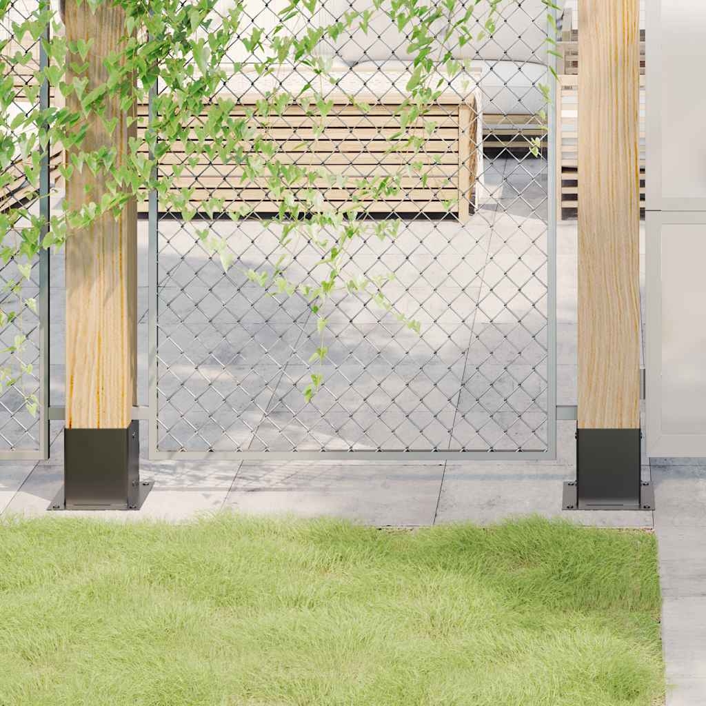 Pylväiden pohjat neliö 4 kpl 121x121 mm jauhemaalattu teräs