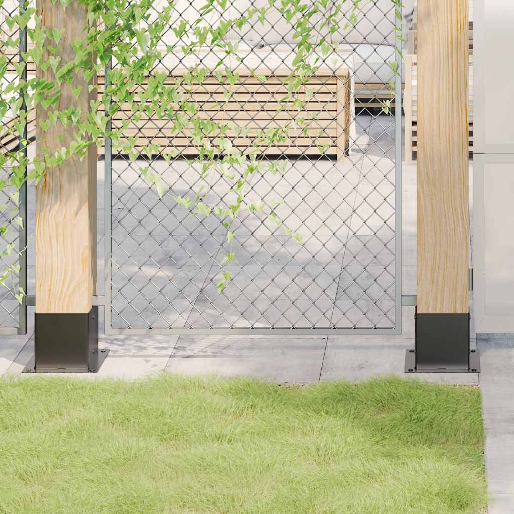 Pylväiden pohjat neliö 4 kpl 141x141 mm jauhemaalattu teräs