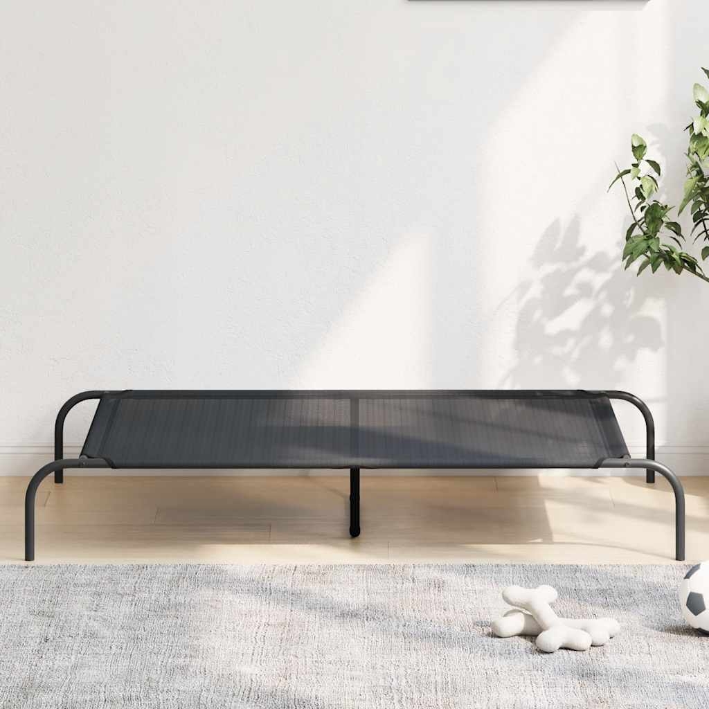 Korotettu koiransänky musta 130x80x20 cm tekstiili ja teräs