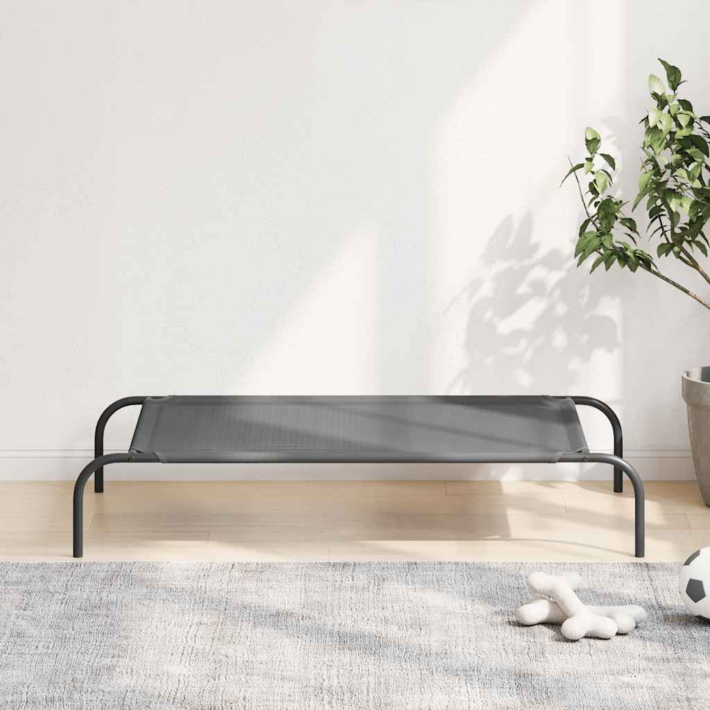 Korotettu koiransänky harmaa 110x65x20 cm tekstiili ja teräs