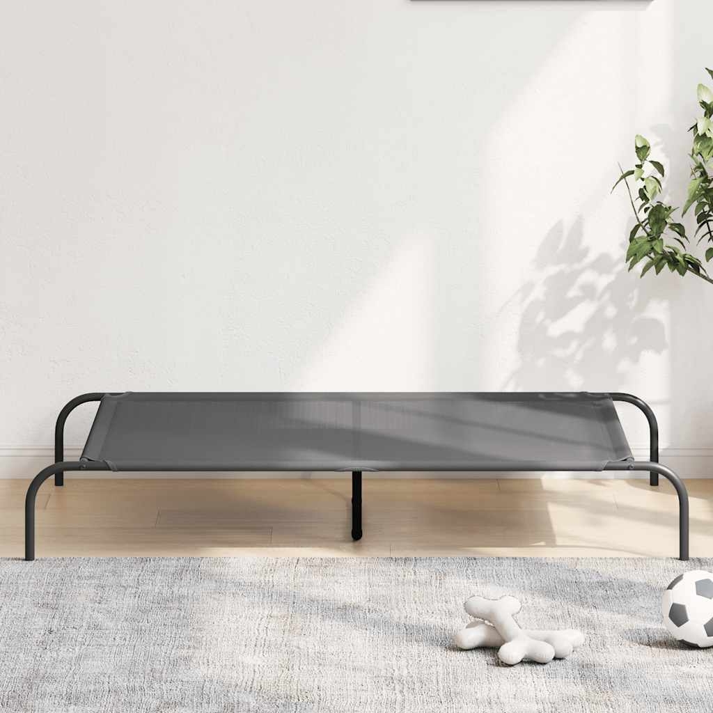 Korotettu koiransänky harmaa 130x80x20 cm tekstiili ja teräs