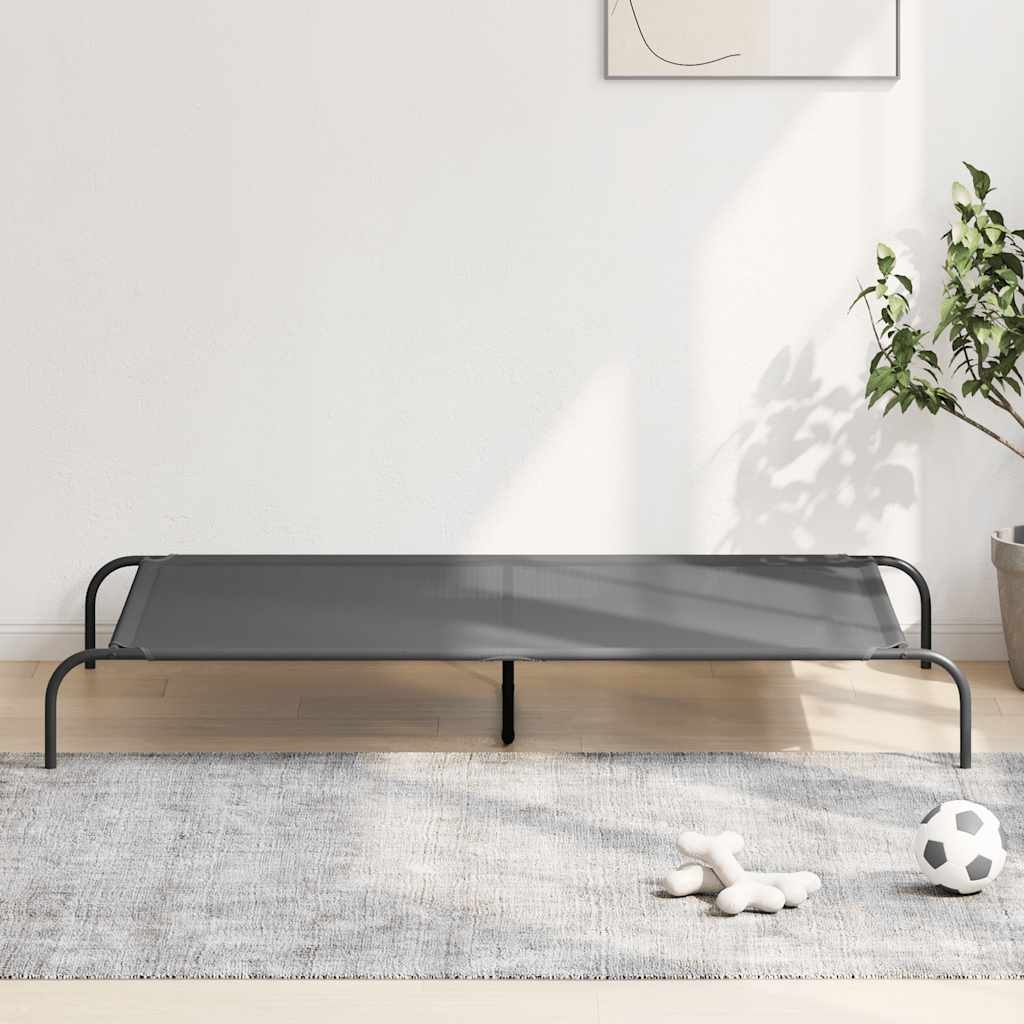 Korotettu koiransänky harmaa 150x90x20 cm tekstiili ja teräs
