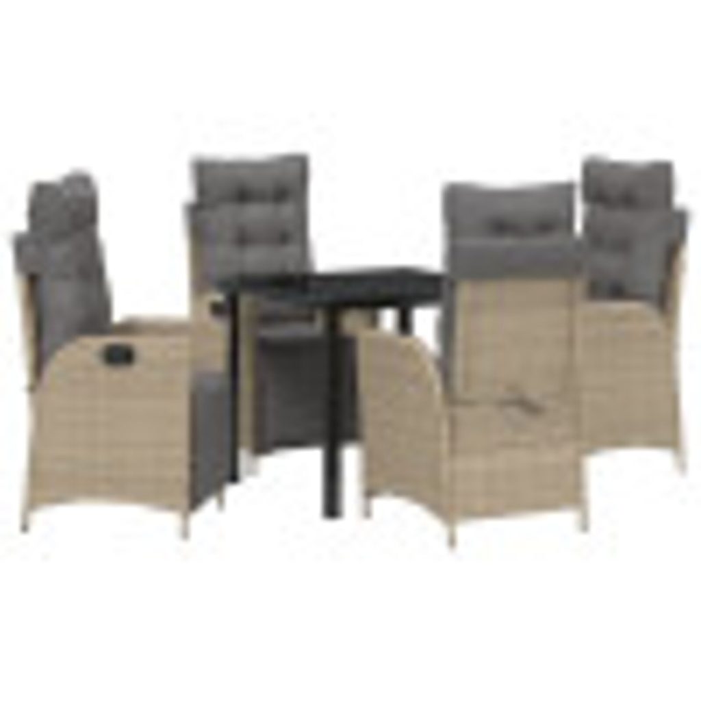 vidaXL 5-osainen puutarhapöytäsetti beige polyrottinki - Image 2