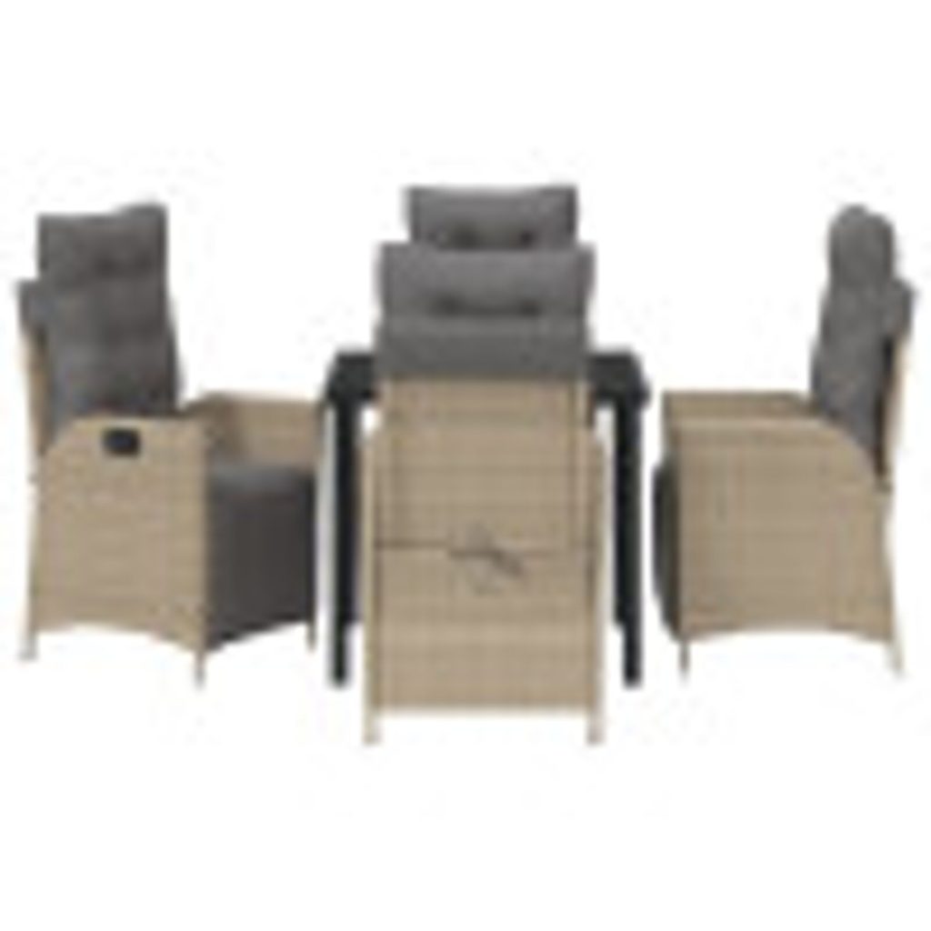 vidaXL 5-osainen puutarhapöytäsetti beige polyrottinki - Image 7