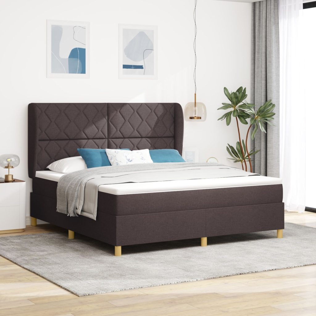 Box Spring -sänky patjalla Tumma ruskea 180x200 cm Kangas