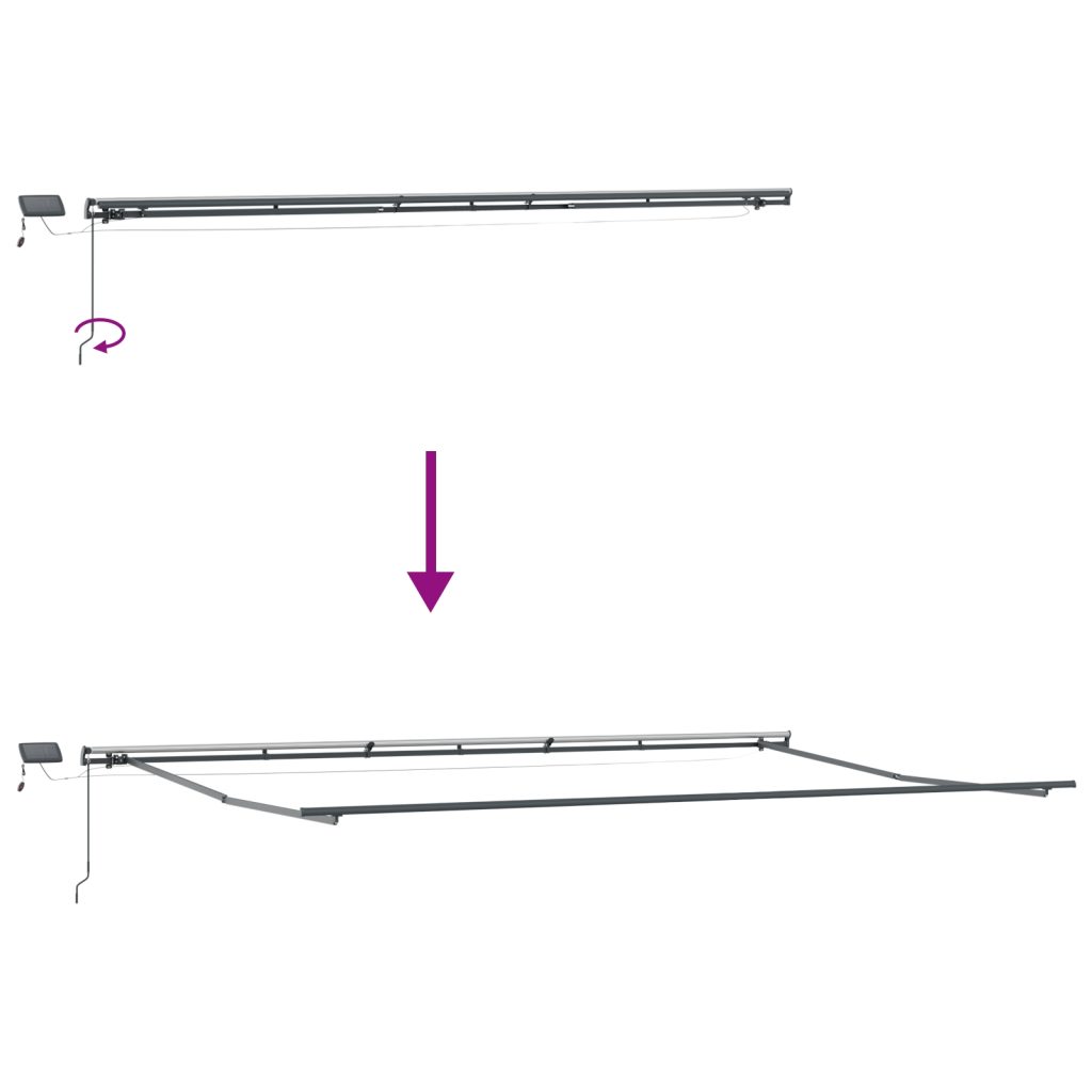 Manuaalinen sisäänvedettävä markiisi LED-valoilla Valkoinen 600x300 cm, Markiisin vaihto materiaali 6x3 m runko Valkoinen - Image 10