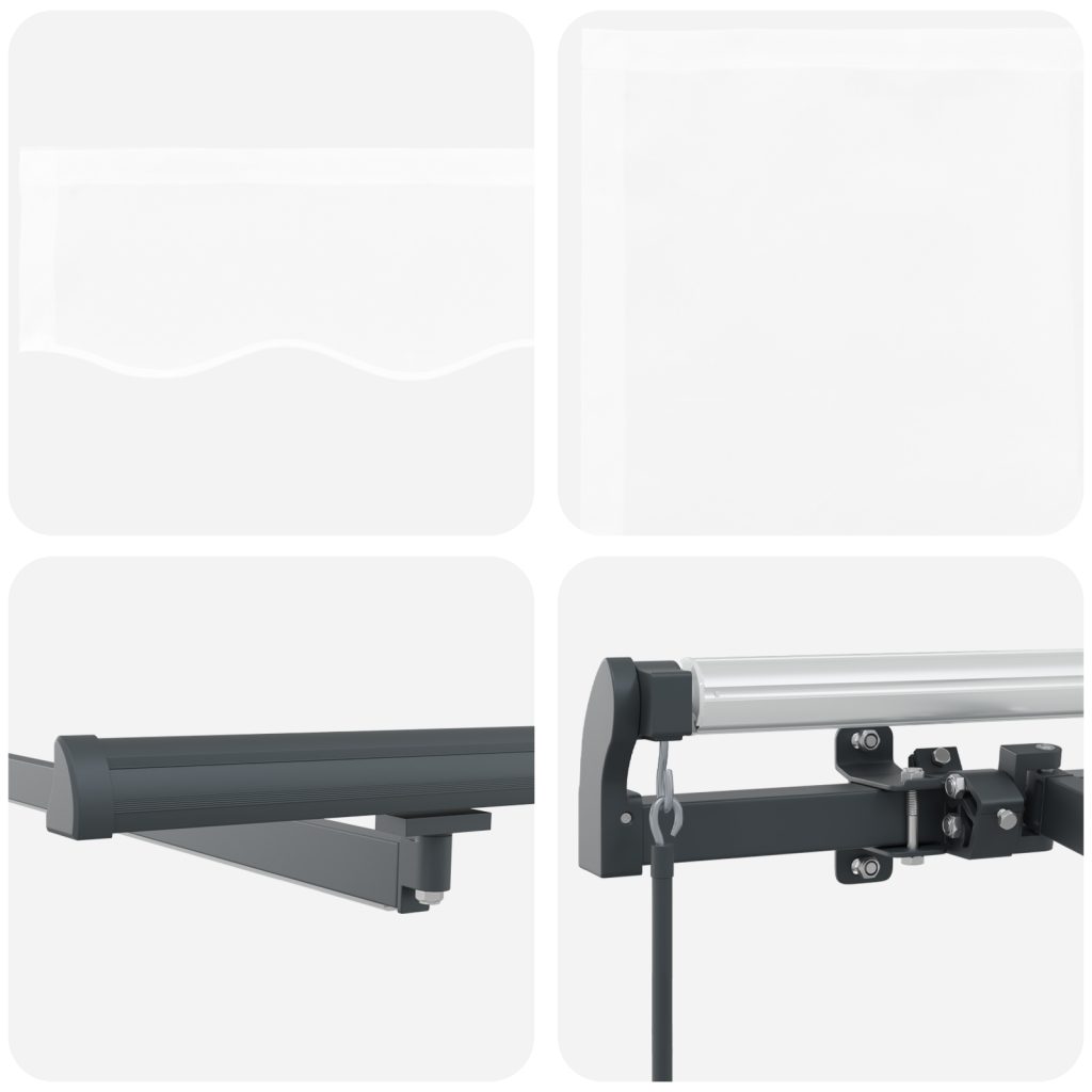 Manuaalinen sisäänvedettävä markiisi LED-valoilla Valkoinen 600x300 cm, Markiisin vaihto materiaali 6x3 m runko Valkoinen - Image 8