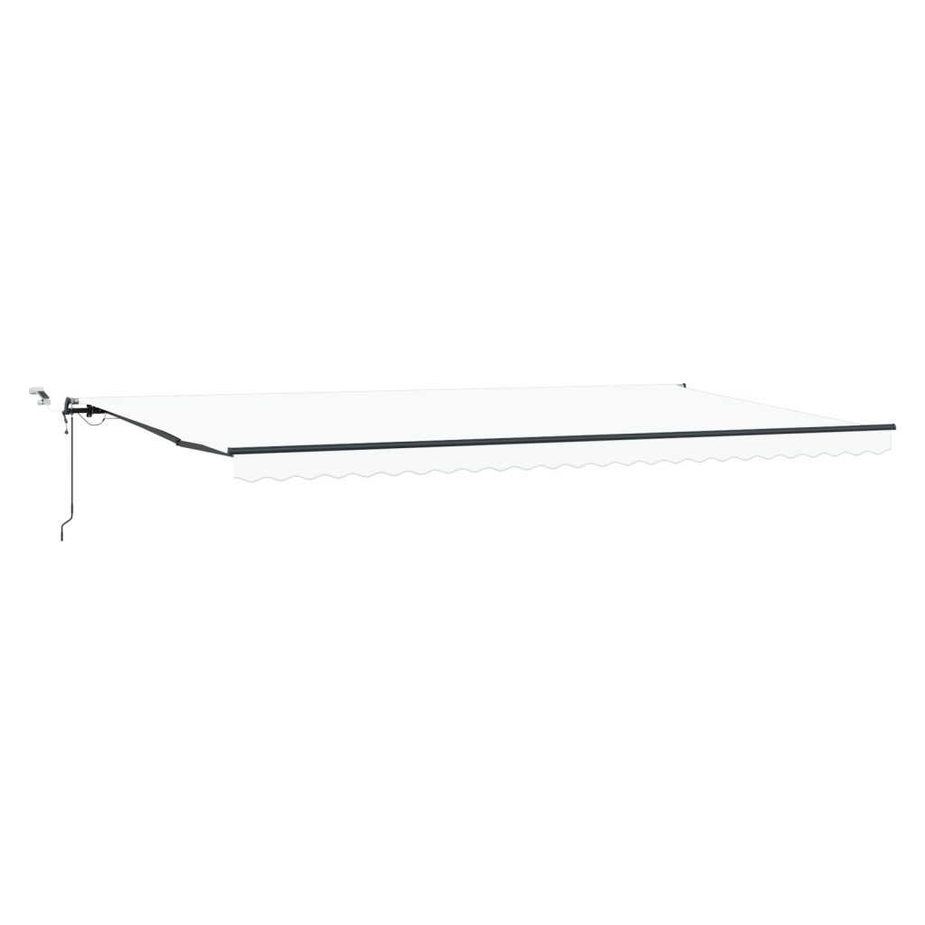 Automaattinen sisäänvedettävä markiisi LED-valolla Valkoinen 600x300 cm, Markiisin vaihto kangas 6x3 m kehykseen Valkoinen - Image 2