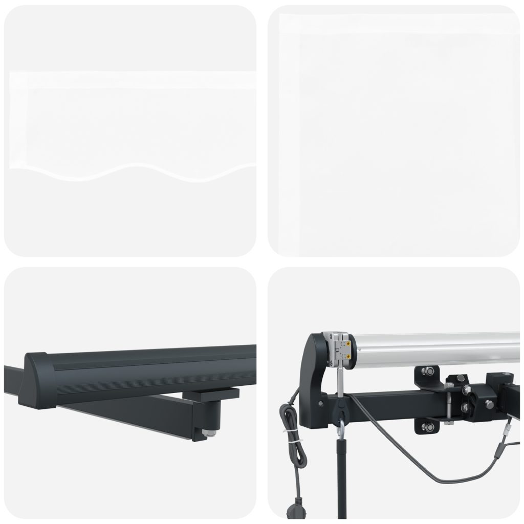 Automaattinen sisäänvedettävä markiisi LED-valolla Valkoinen 600x300 cm, Markiisin vaihto kangas 6x3 m kehykseen Valkoinen - Image 8