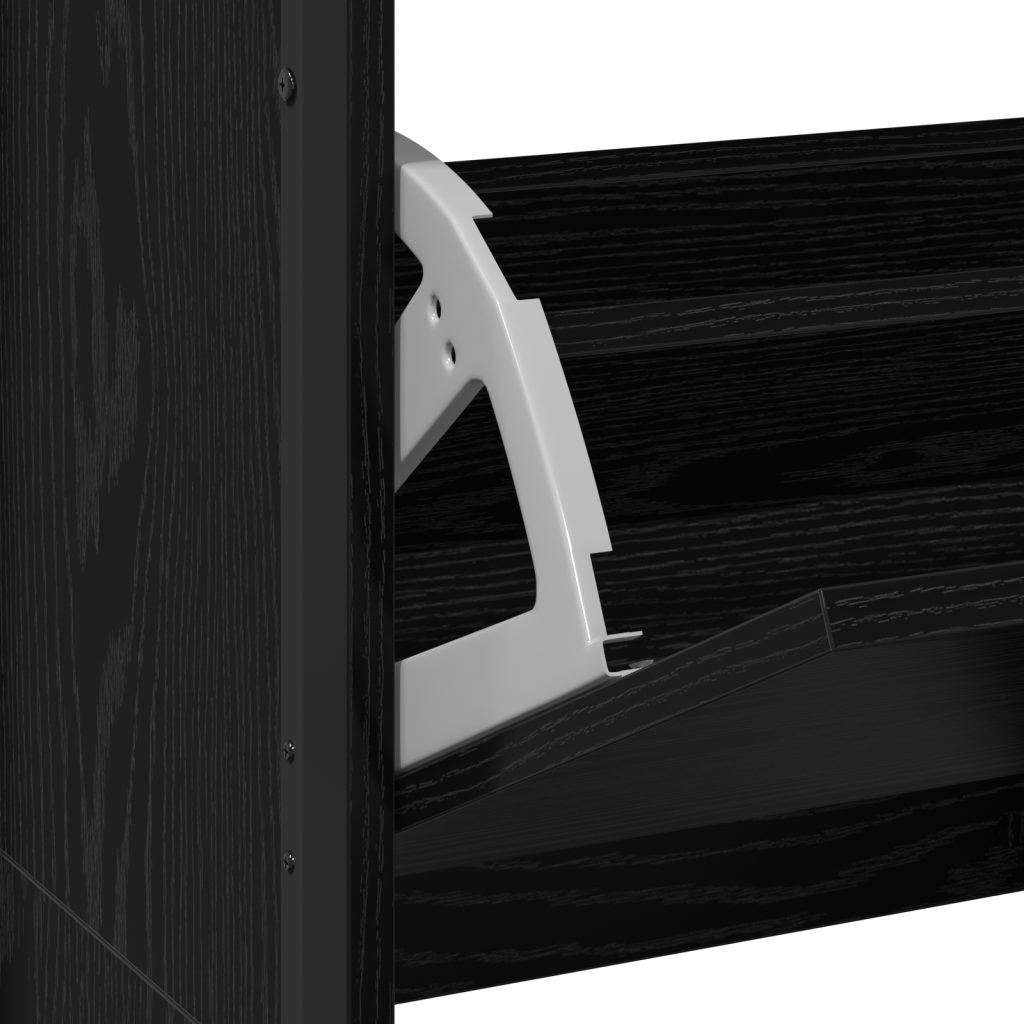 kengäteline 4 kääntyvällä laatikolla Musta tammi 100x34x112 cm - Image 10