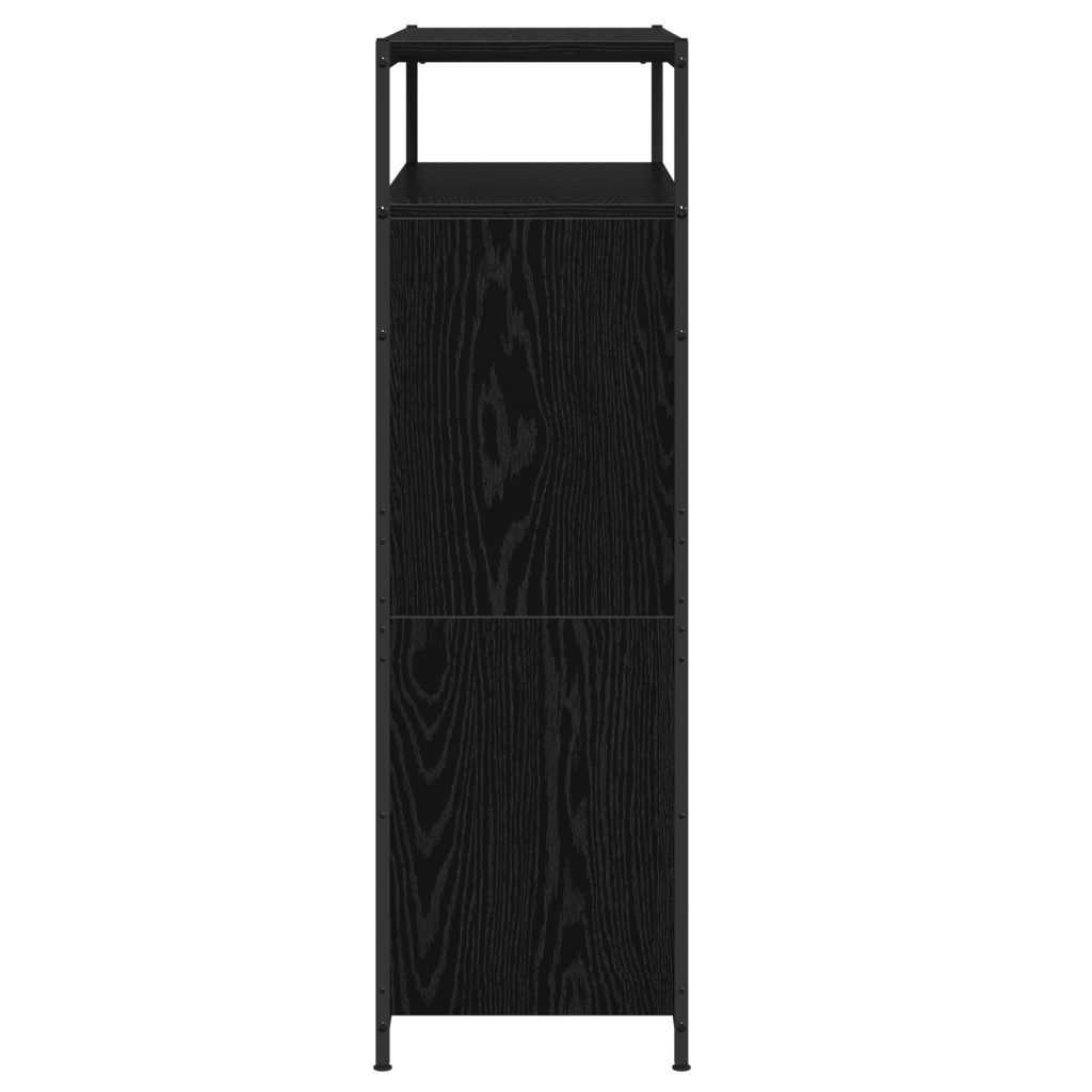 kengäteline 4 kääntyvällä laatikolla Musta tammi 100x34x112 cm - Image 7